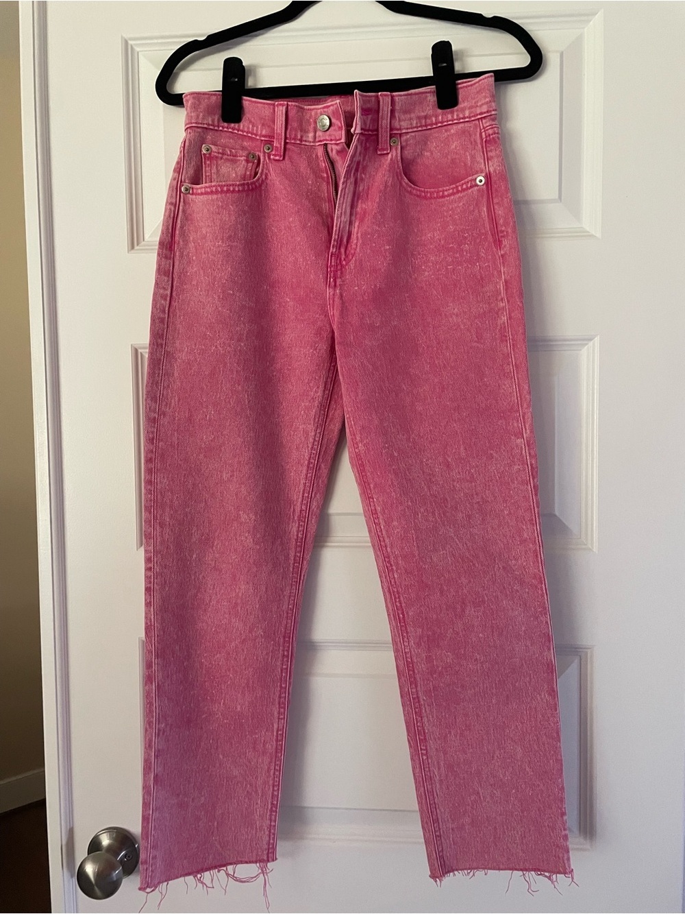 Gap Cheeky Pink High-Rise Straight Jeans, acid wash pink, 26P